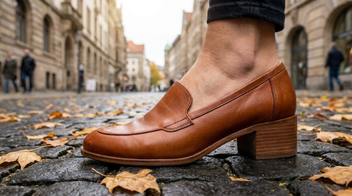 entdecken Sie den idealen Übergansschuh mit subtiler Absatzhöhe, der die Silhouette streckt und von Podologen empfohlen wird